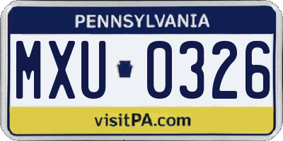 PA license plate MXU0326