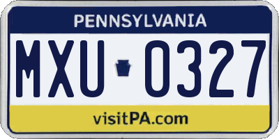 PA license plate MXU0327