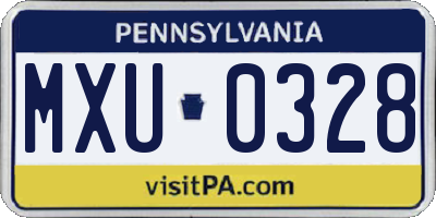PA license plate MXU0328