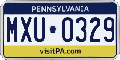 PA license plate MXU0329