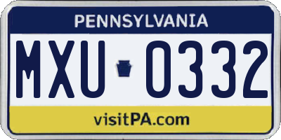 PA license plate MXU0332