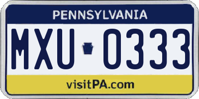 PA license plate MXU0333