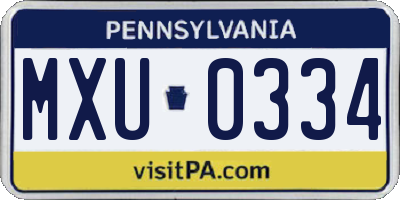 PA license plate MXU0334