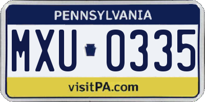 PA license plate MXU0335
