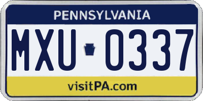 PA license plate MXU0337