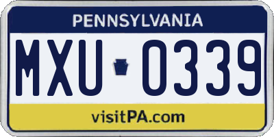 PA license plate MXU0339