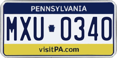 PA license plate MXU0340