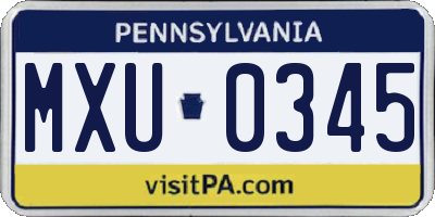 PA license plate MXU0345