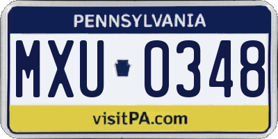PA license plate MXU0348