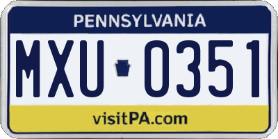 PA license plate MXU0351