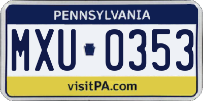 PA license plate MXU0353