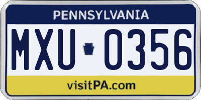PA license plate MXU0356