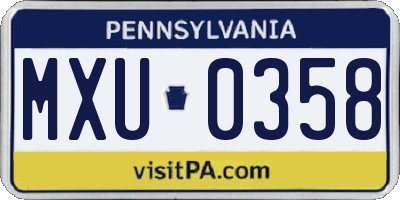 PA license plate MXU0358