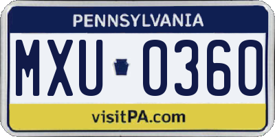 PA license plate MXU0360