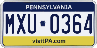 PA license plate MXU0364
