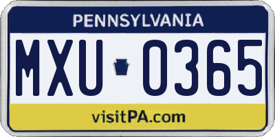 PA license plate MXU0365