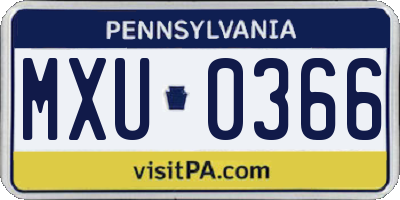 PA license plate MXU0366