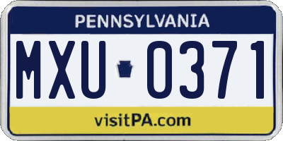 PA license plate MXU0371
