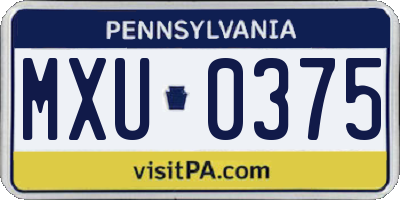 PA license plate MXU0375