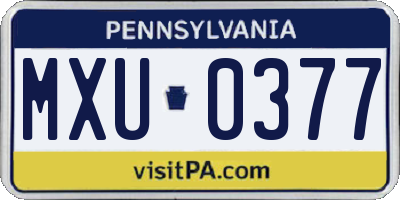 PA license plate MXU0377