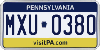 PA license plate MXU0380
