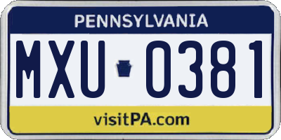 PA license plate MXU0381