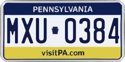 PA license plate MXU0384