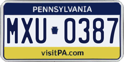 PA license plate MXU0387