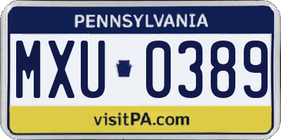 PA license plate MXU0389