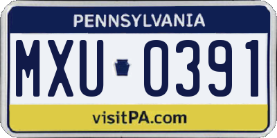 PA license plate MXU0391