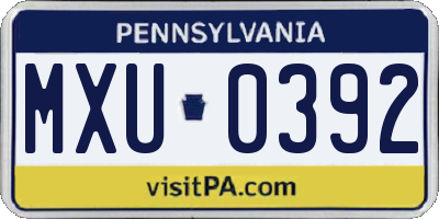 PA license plate MXU0392