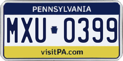 PA license plate MXU0399
