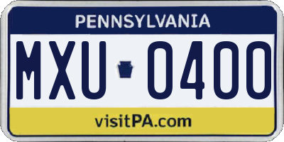PA license plate MXU0400
