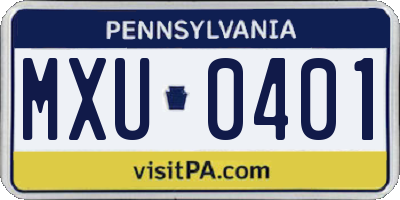 PA license plate MXU0401