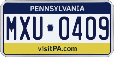 PA license plate MXU0409