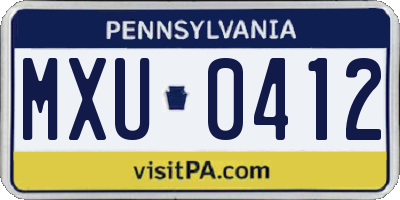 PA license plate MXU0412