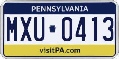 PA license plate MXU0413