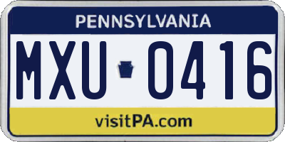 PA license plate MXU0416