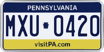 PA license plate MXU0420