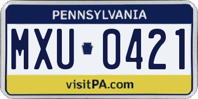 PA license plate MXU0421