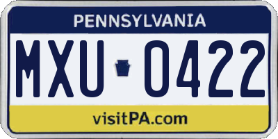 PA license plate MXU0422