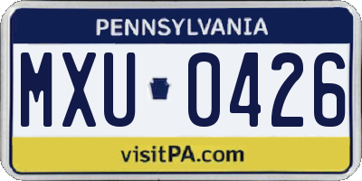 PA license plate MXU0426