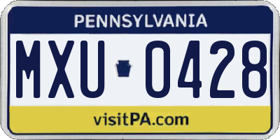 PA license plate MXU0428