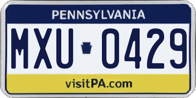 PA license plate MXU0429