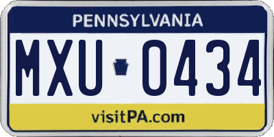 PA license plate MXU0434