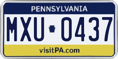 PA license plate MXU0437