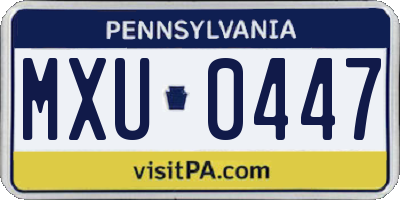 PA license plate MXU0447