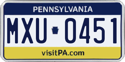 PA license plate MXU0451