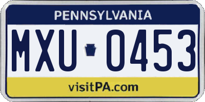 PA license plate MXU0453