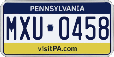 PA license plate MXU0458